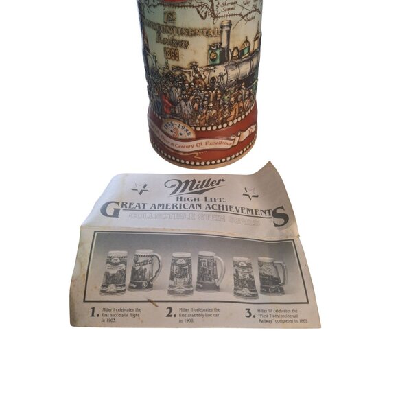 1988 Miller High Life Great American Achievements Beer Stein Ceramarte Brazil - Picture 3 of 11